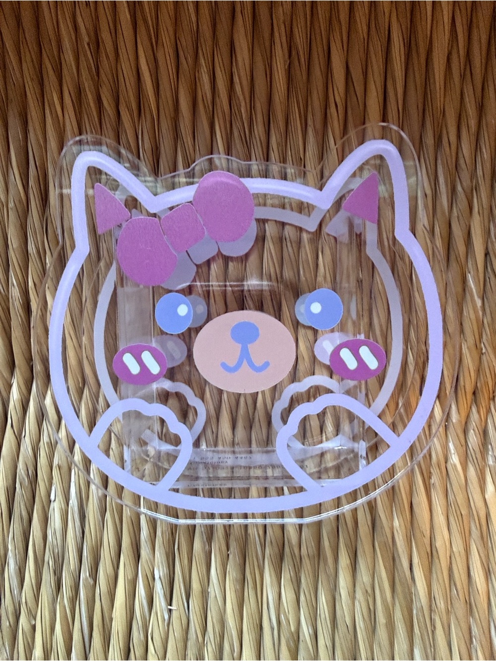 Kawaii Clear Cat-Shaped Acrylic Organizer with Lavender Accent. NWOT - Picture 4 of 9